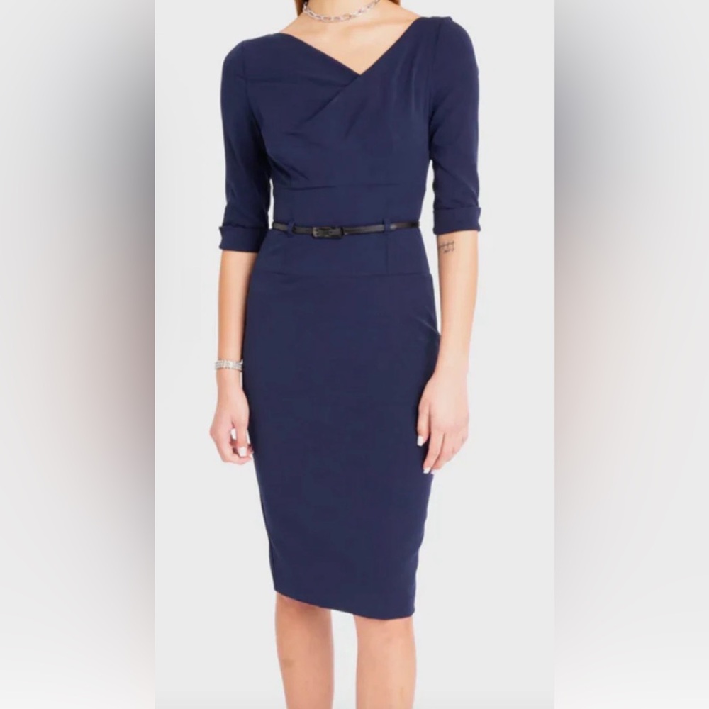 NWT BLACK HALO Classic 3/4 Sleeve Jackie O Sheath Dress in Eclipse